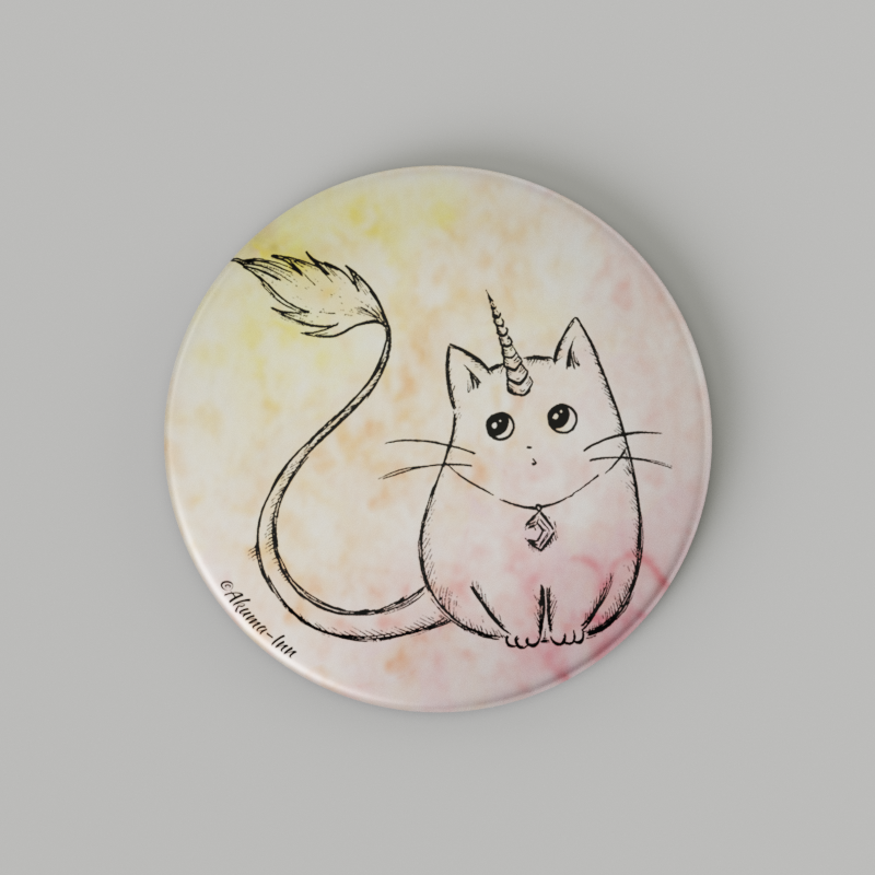 Button Caticorn yellow