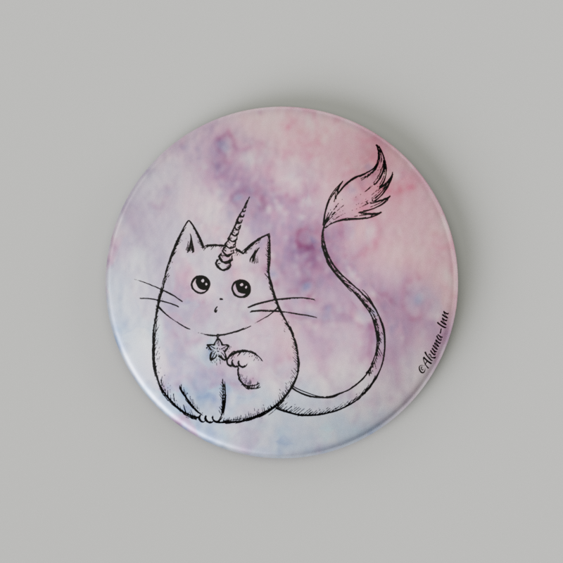 Button Caticorn purple