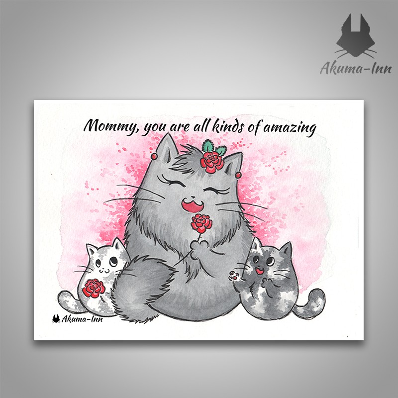 Postcard Cat Mommy
