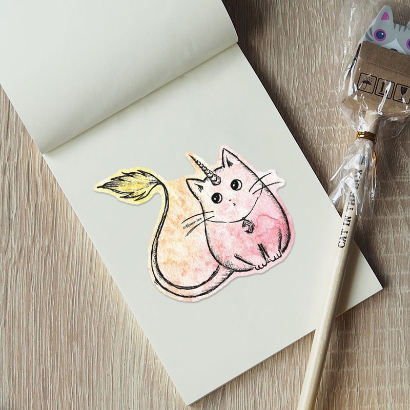 Sticker Caticorn yellow