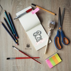 Naklejka Czerwona nić -  Biały kot