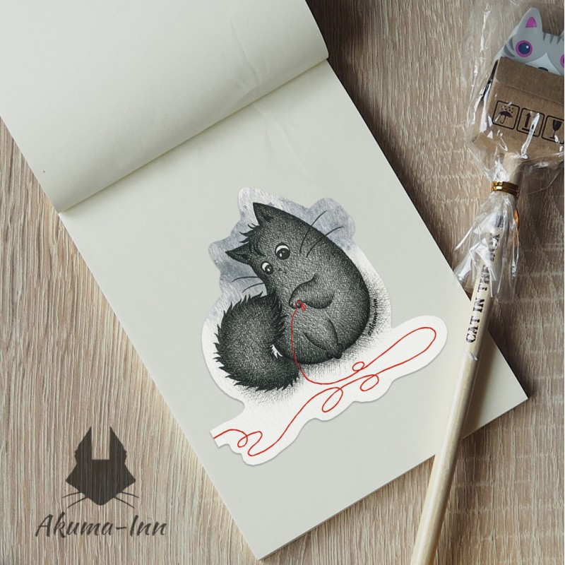 Sticker Red thread -  Black Cat