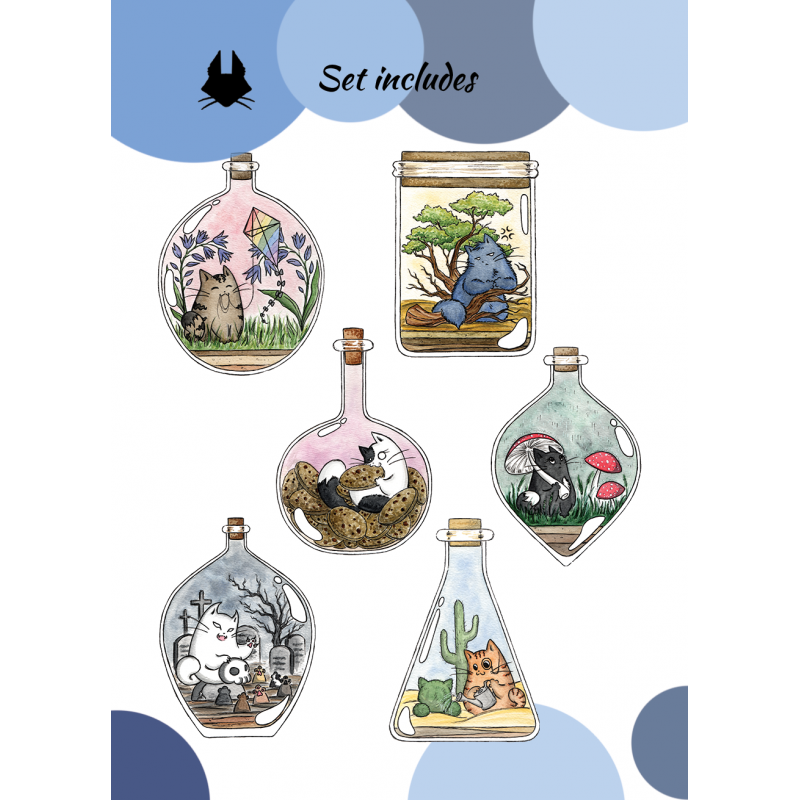 Sticker Set Bottled Cats
