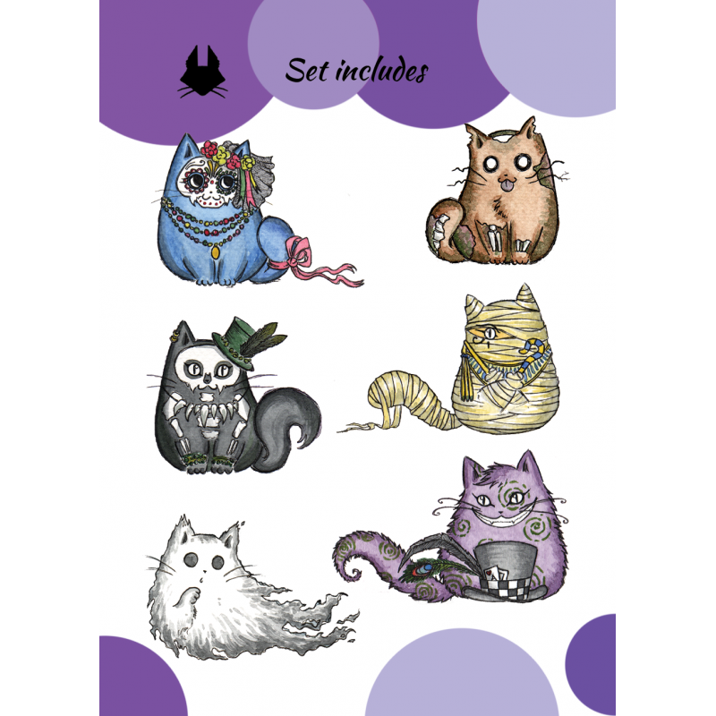 Sticker Set Creepy Cats