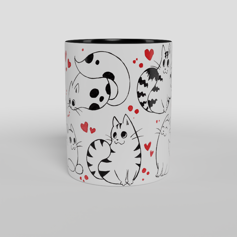 Kubek Black and White - Hearts