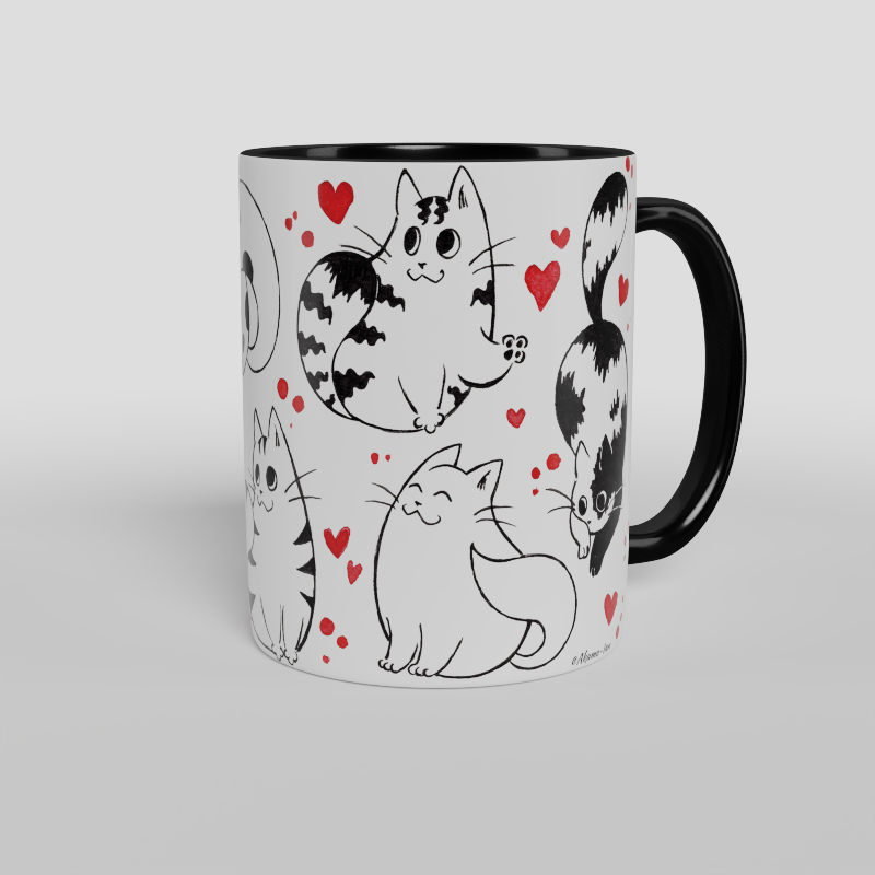 Kubek Black and White - Hearts