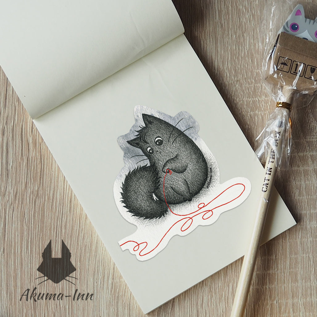 Sticker Red Thread - Black Cat