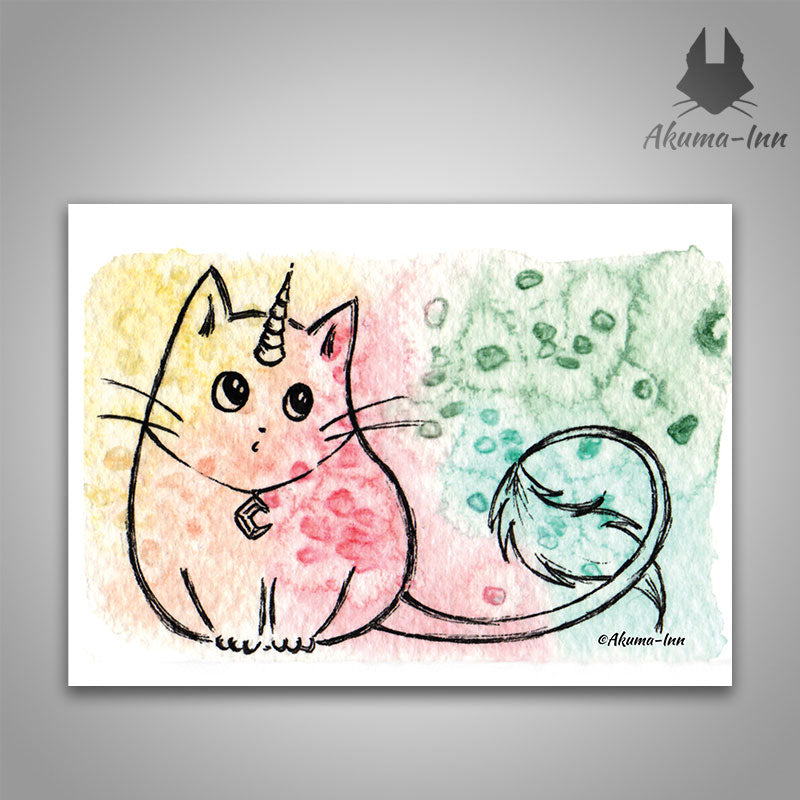 Postcard Green Caticorn